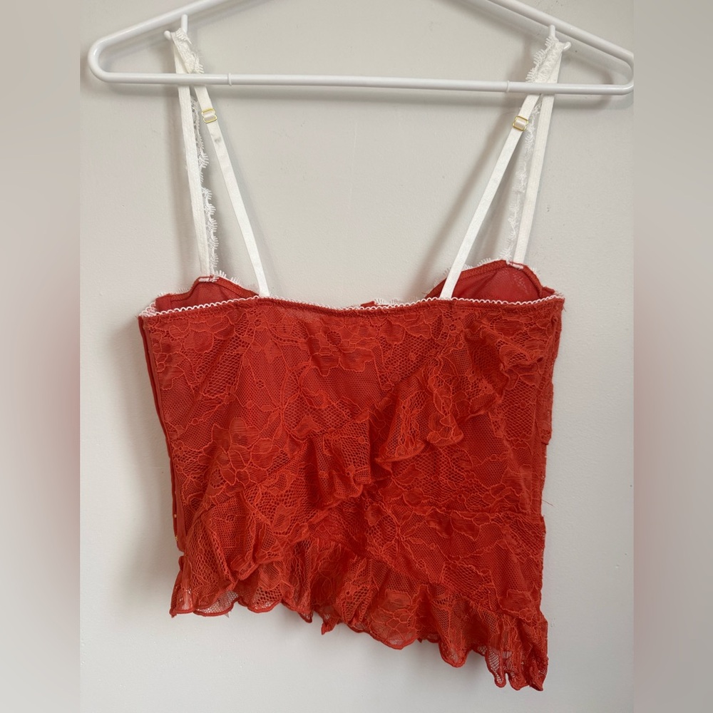 UO Out from Under x Wild Lovers Lace Cami corset top terracotta and White - Picture 4 of 5